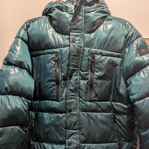 Tommy Hilfiger Men's XL Green Water Wind Resistant Puffer Ultra Loft Coat NWT